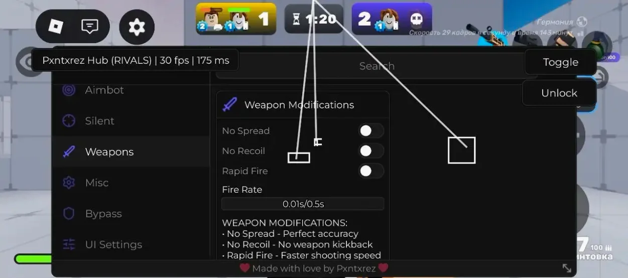 Скрипт на RIVALS в Roblox Без Ключа [Silent Aim, Aimbot]